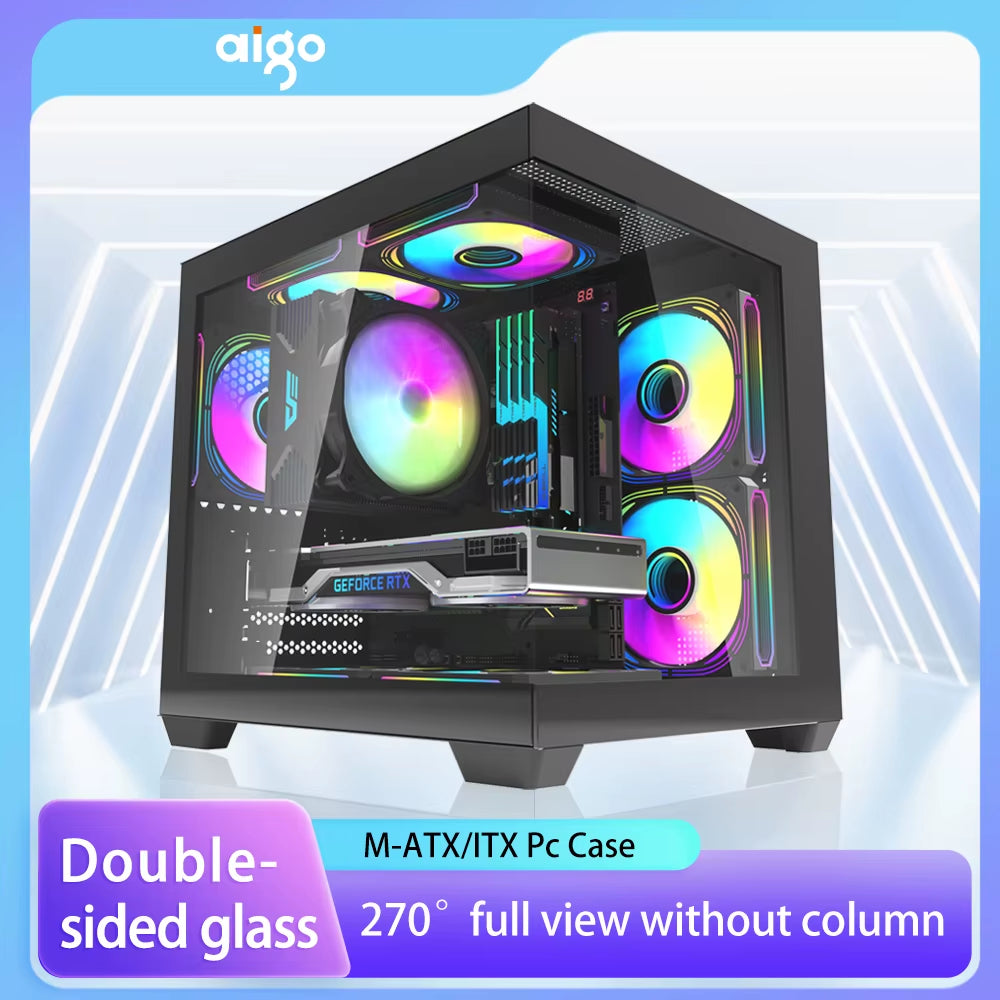 275P Sea View Gaming PC Case – Stunning Double-Sided Tempered Glass for M-ATX & ITX Motherboards