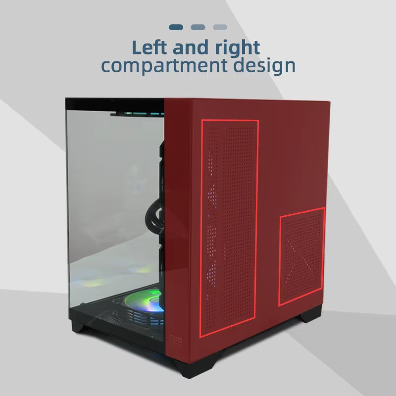 Sea View Room Gaming PC Case – Double-Sided Tempered Glass, Supports M-ATX Motherboards