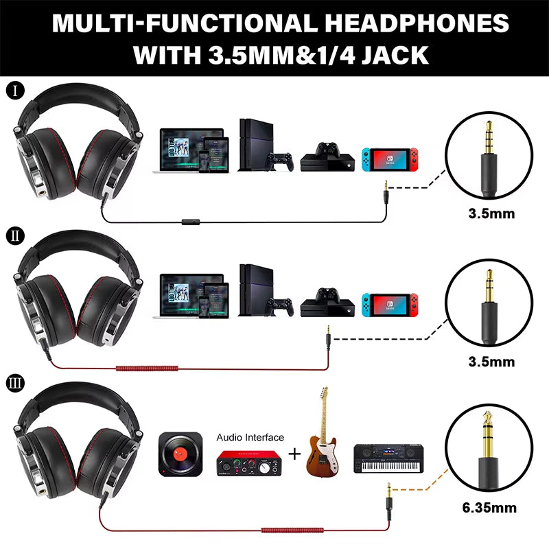 Professional Studio Pro 50 DJ Headphones with Microphone – HiFi Over-Ear Monitor Headset for Phone & PC