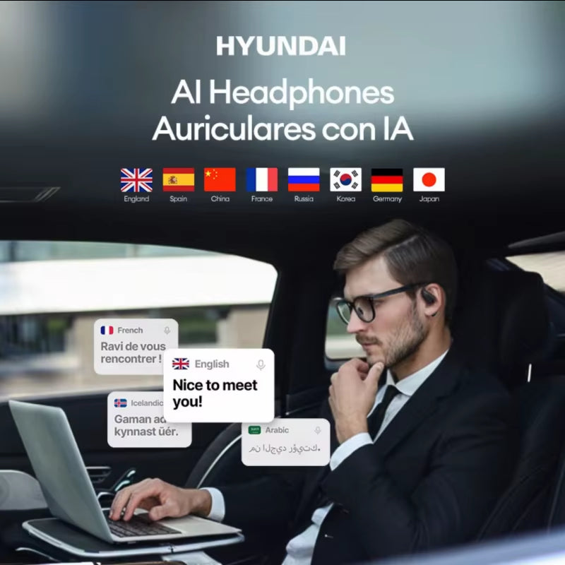 Hyundal Openair Pro AI Translation Earphones – Multi-Language Stereo Touch Display, ENC Call, and OWS Headphone