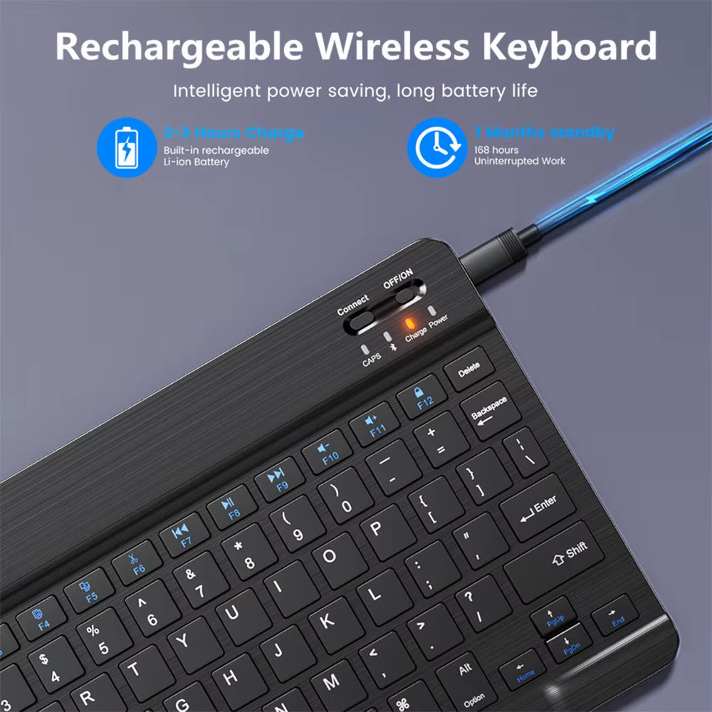 Versatile Bluetooth Wireless Keyboard and Mouse – Compatible with iOS, Android, and Windows Tablets – Multi-Language Support