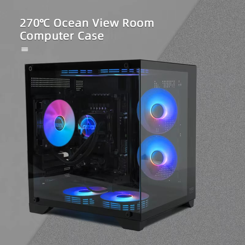 Sea View Room Gaming PC Case – Double-Sided Tempered Glass, Supports M-ATX Motherboards