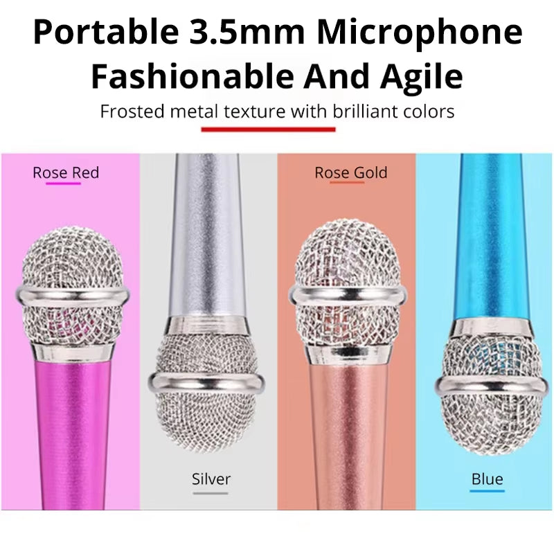 Compact 3.5mm Stereo Studio Microphone – Ideal for Karaoke, Smartphones, Laptops, and PCs