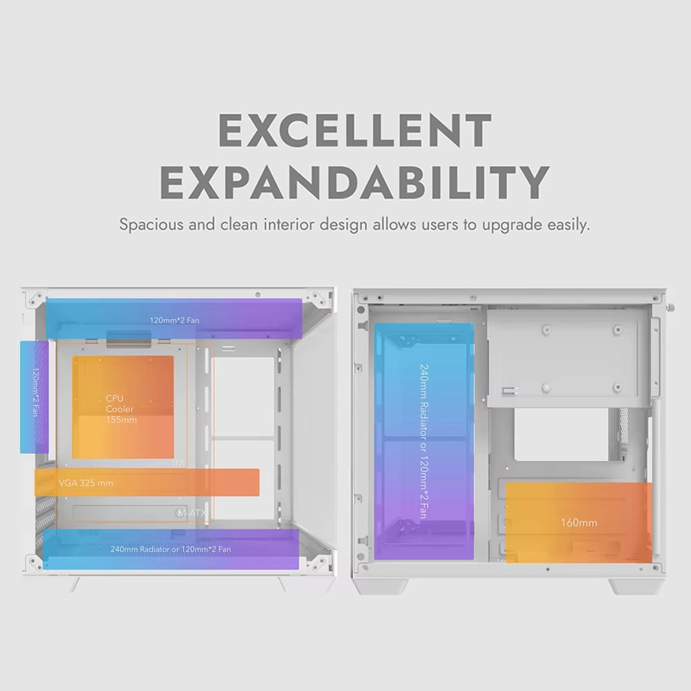 275P Sea View Gaming PC Case – Stunning Double-Sided Tempered Glass for M-ATX & ITX Motherboards