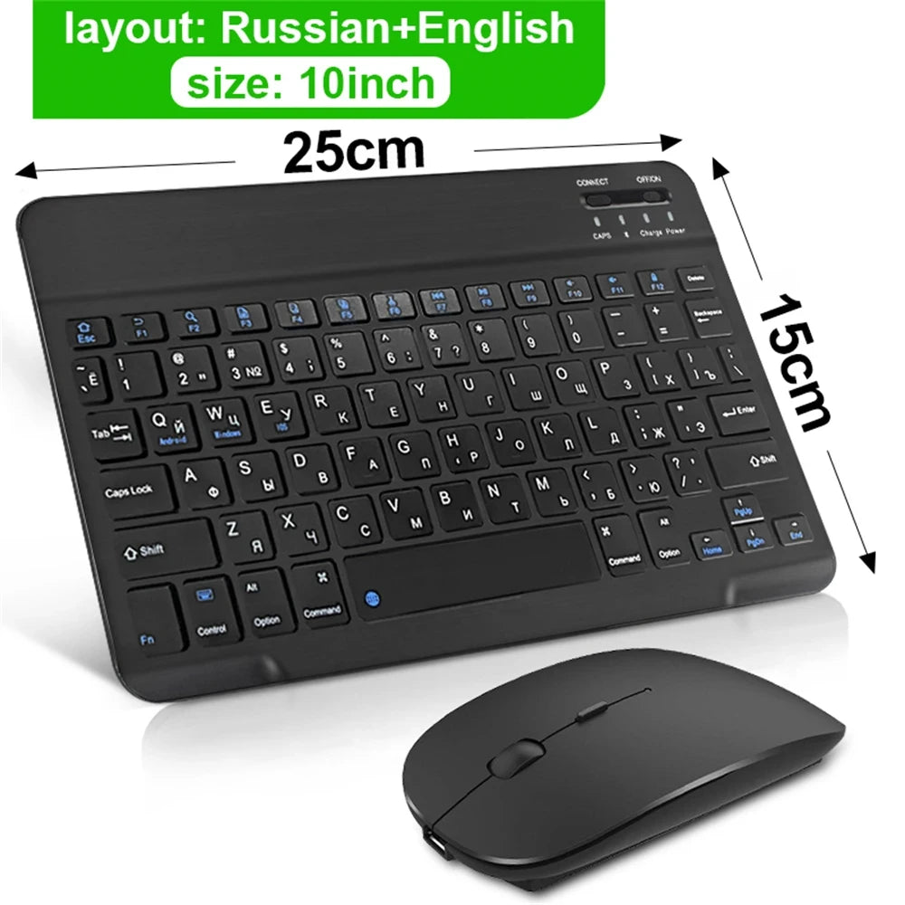 Versatile Bluetooth Wireless Keyboard and Mouse – Compatible with iOS, Android, and Windows Tablets – Multi-Language Support