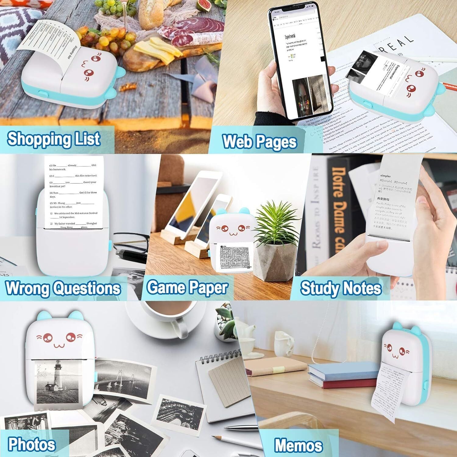 Portable Mini Thermal Printer Pocket Photo Printer Wireless Bluetooth Printing