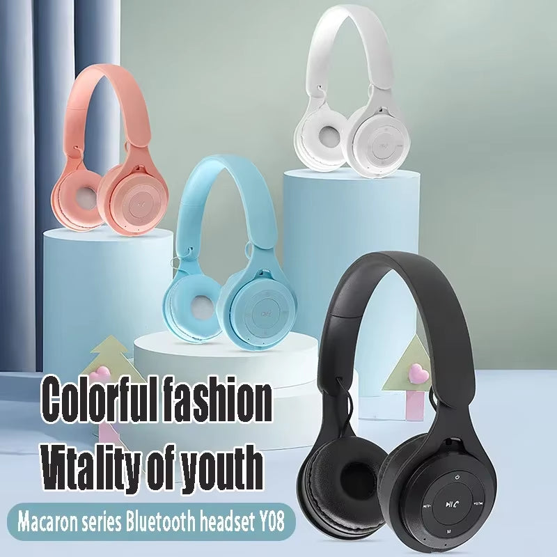 Stereo Y08 Bluetooth 5.0 Wireless Sports Headset – Foldable Over-Ear Gaming Earphones for Android & iOS