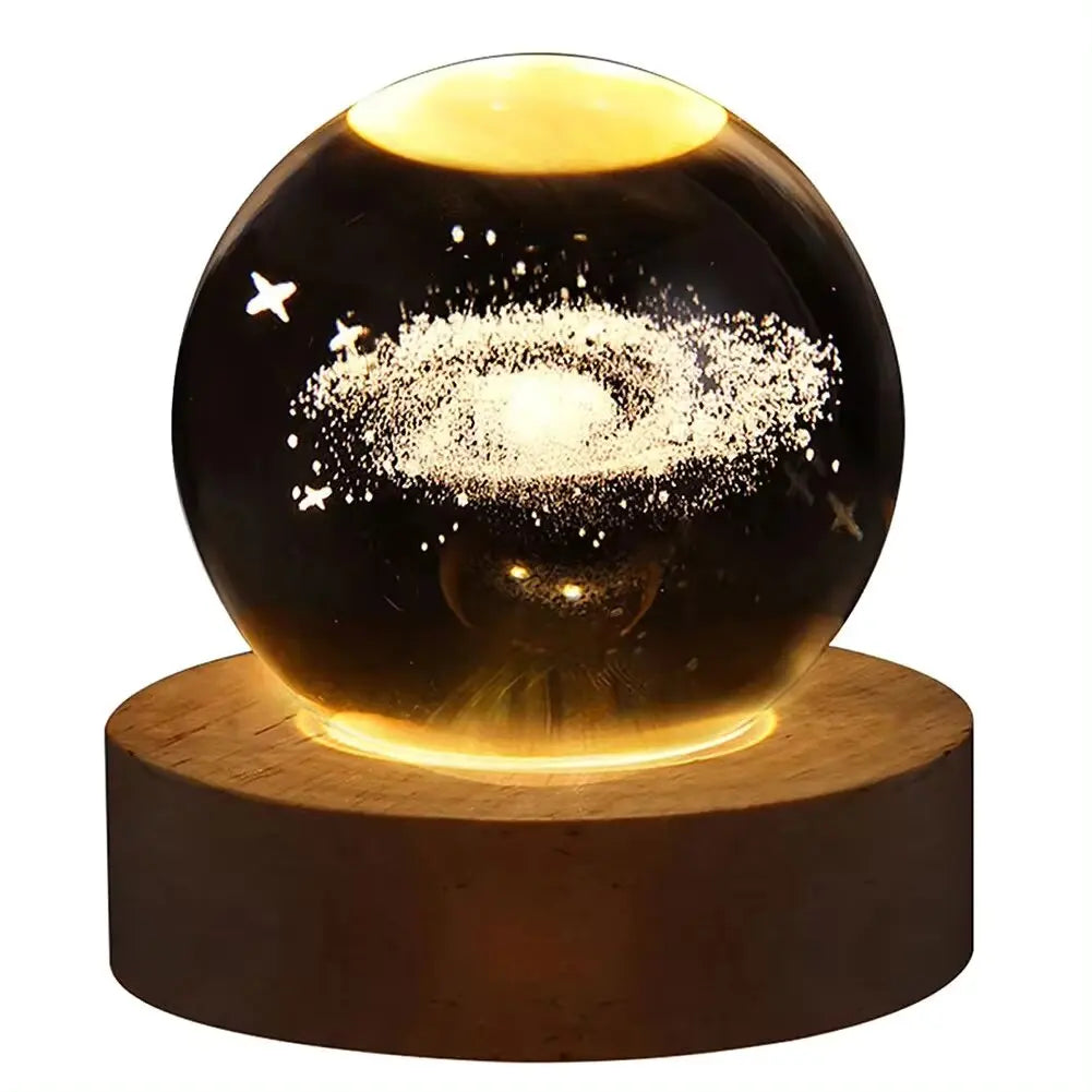 3D Crystal Ball Lamp – Galaxy & Planetary Projection USB Night Light for Cozy Atmosphere