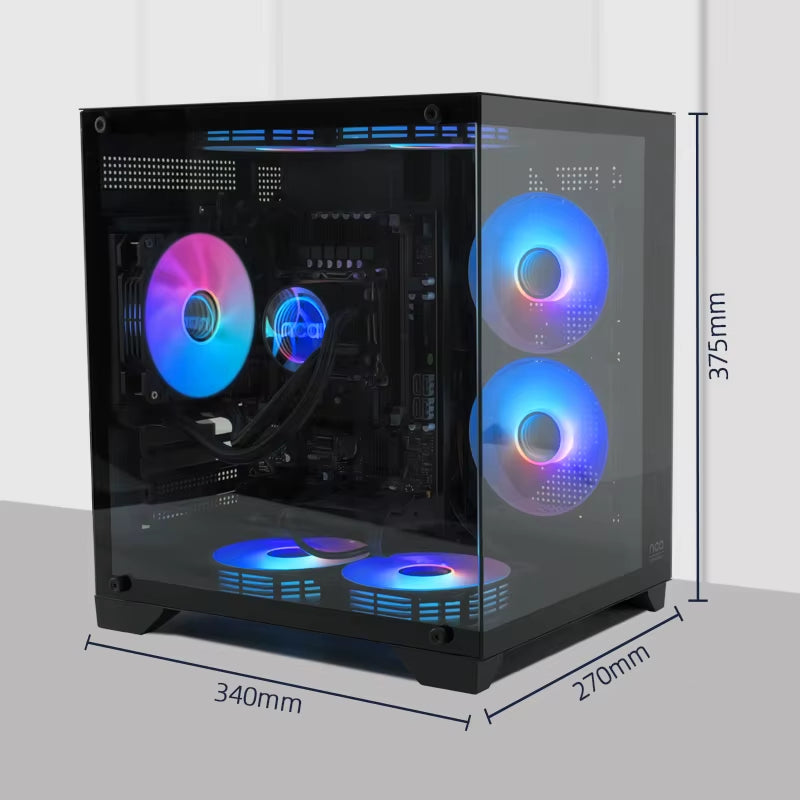 Sea View Room Gaming PC Case – Double-Sided Tempered Glass, Supports M-ATX Motherboards