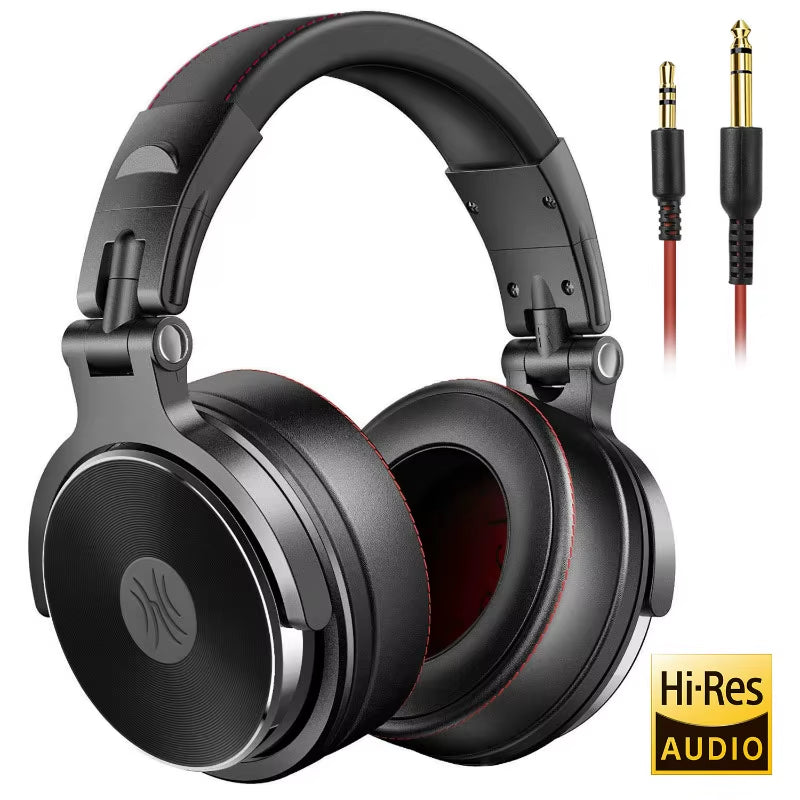 Professional Studio Pro 50 DJ Headphones with Microphone – HiFi Over-Ear Monitor Headset for Phone & PC