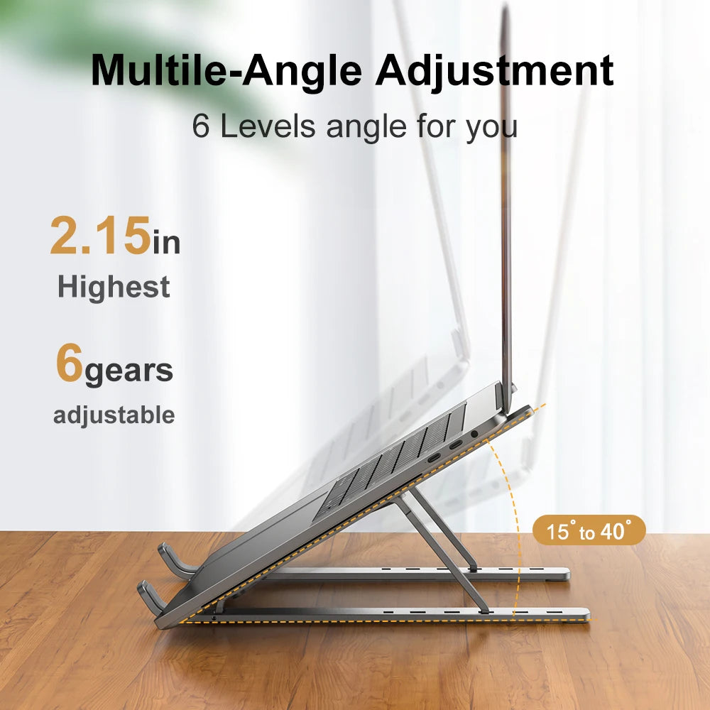 Adjustable Aluminum Alloy Laptop Stand - Portable & Foldable Notebook Holder for Up to 17 Inch - 2023 Best Seller!