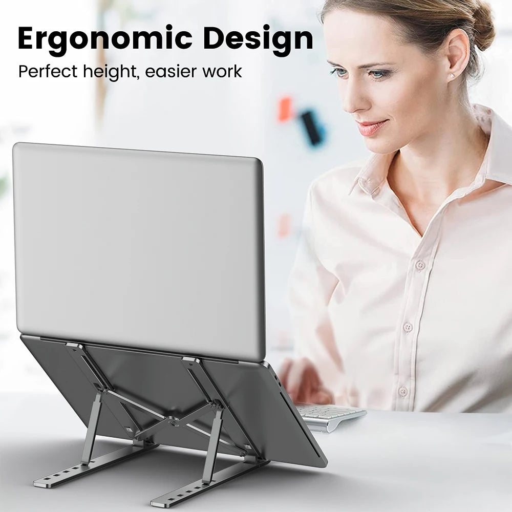 Adjustable Aluminum Alloy Laptop Stand - Portable & Foldable Notebook Holder for Up to 17 Inch - 2023 Best Seller!