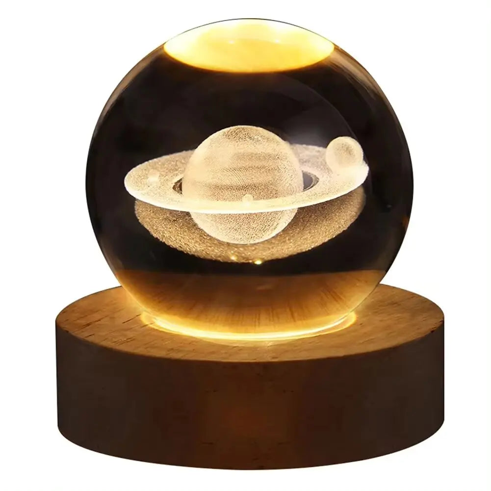 3D Crystal Ball Lamp – Galaxy & Planetary Projection USB Night Light for Cozy Atmosphere