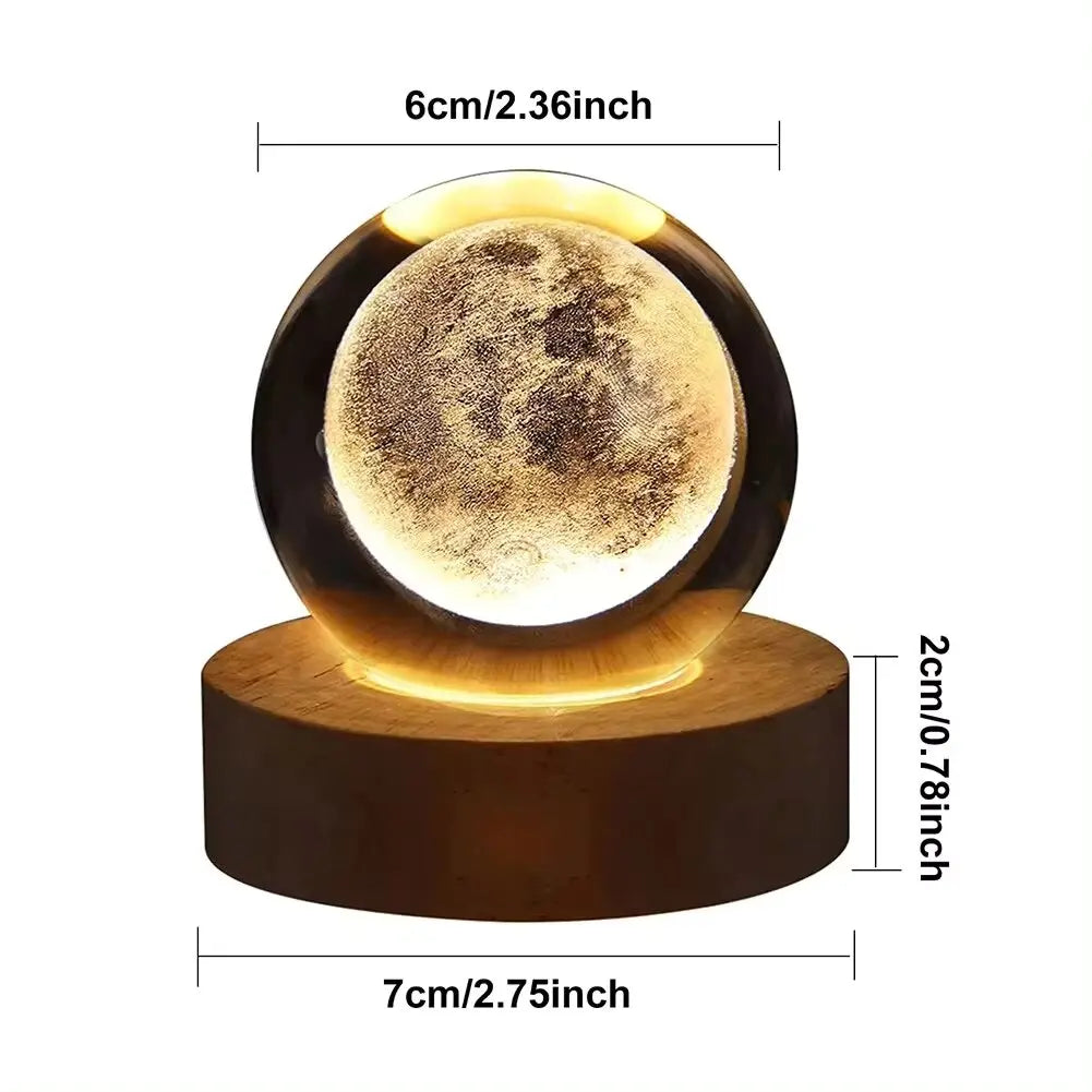 3D Crystal Ball Lamp – Galaxy & Planetary Projection USB Night Light for Cozy Atmosphere