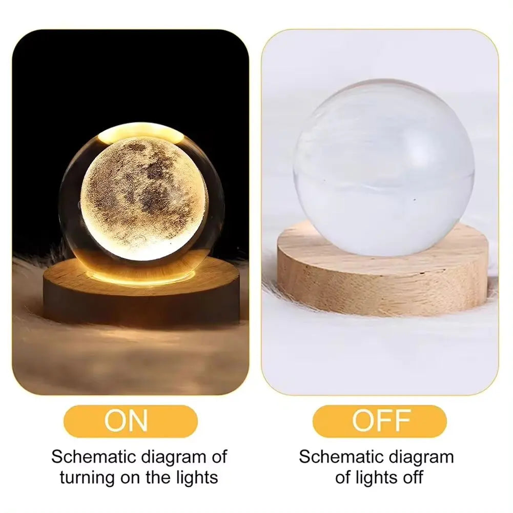 3D Crystal Ball Lamp – Galaxy & Planetary Projection USB Night Light for Cozy Atmosphere