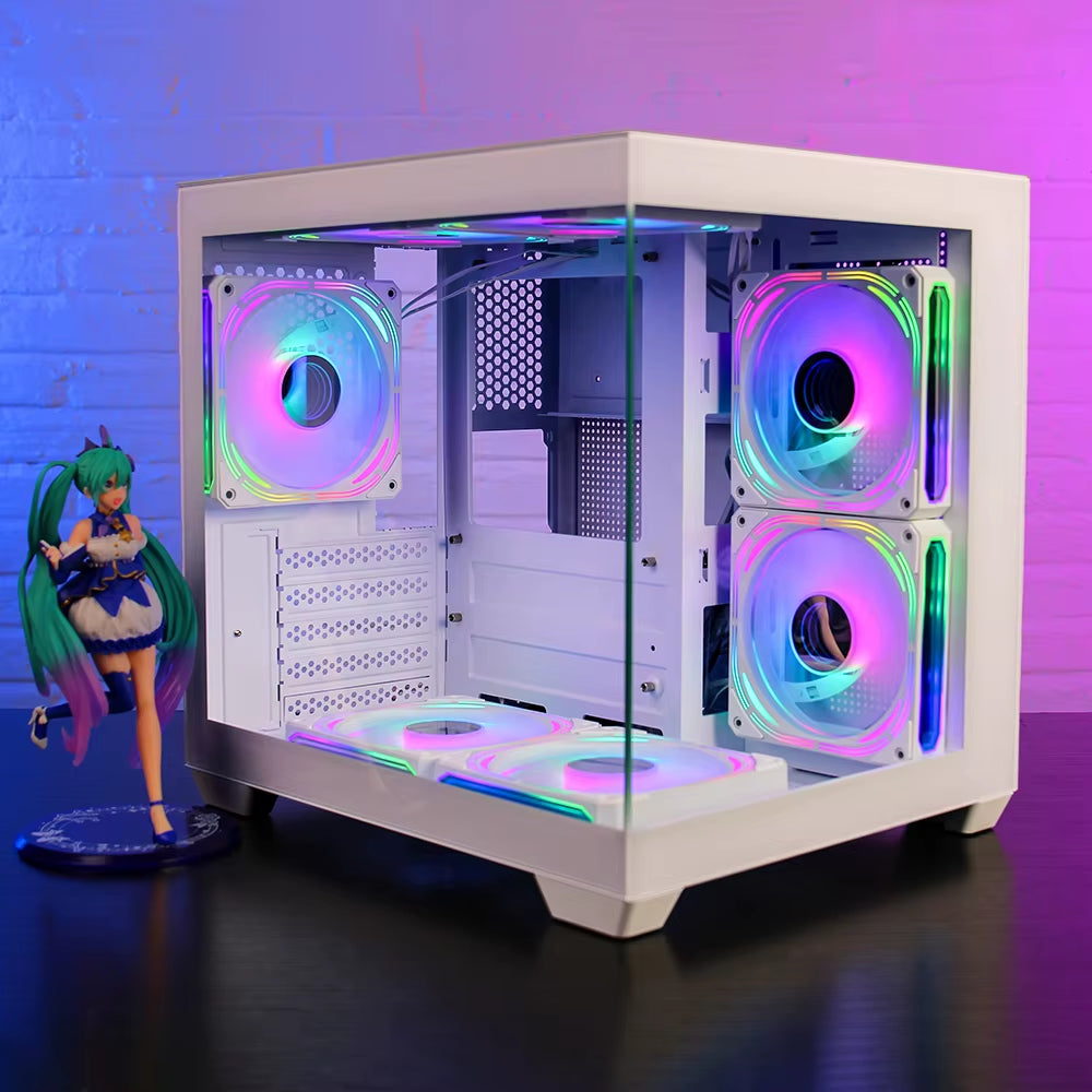 275P Sea View Gaming PC Case – Stunning Double-Sided Tempered Glass for M-ATX & ITX Motherboards