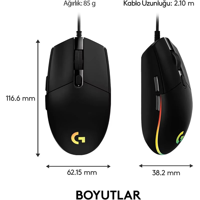 G102 RGB Wired Gaming Mouse - 8000 DPI Optical Precision for PC/Mac/Laptop