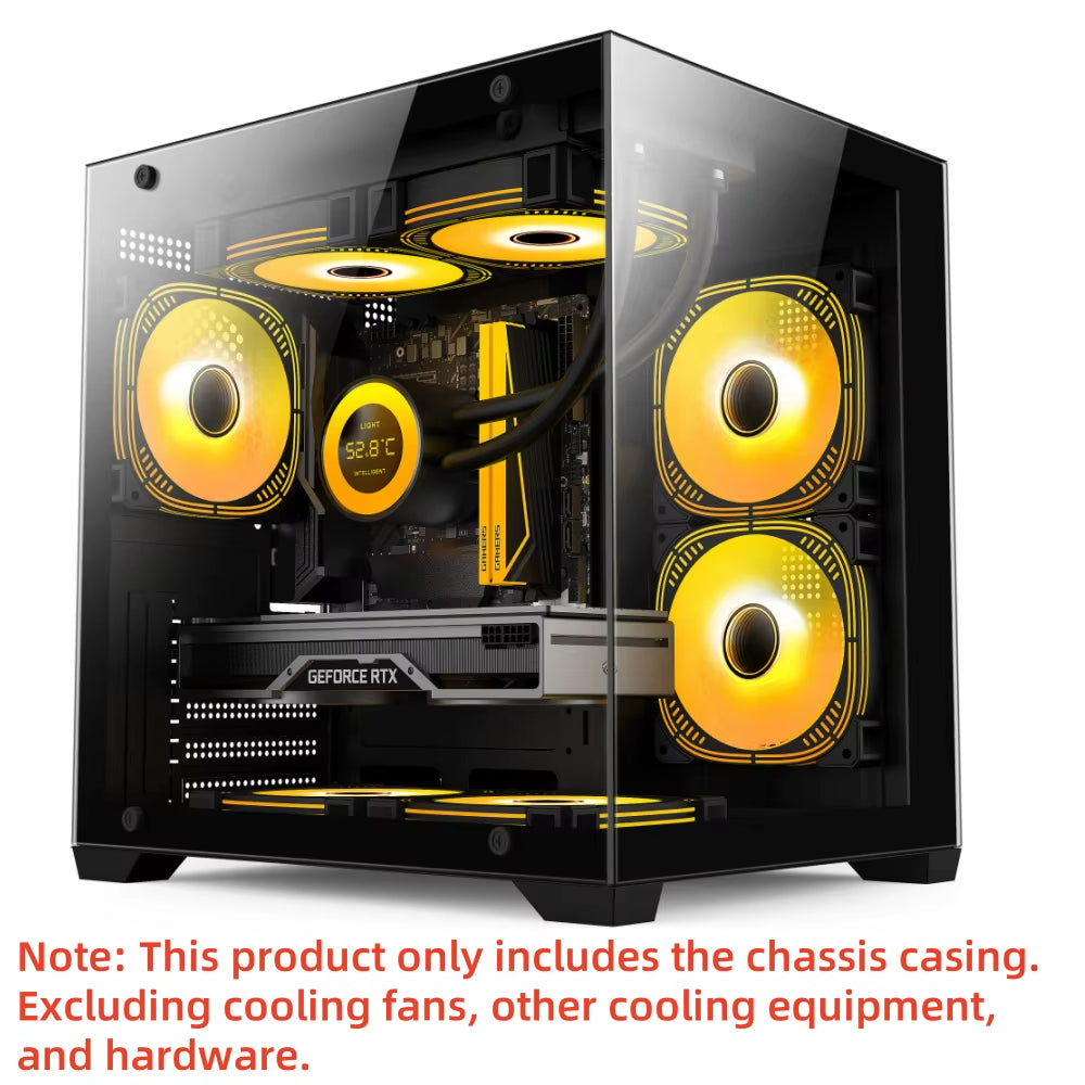 Sea View Room Gaming PC Case – Double-Sided Tempered Glass, Supports M-ATX Motherboards