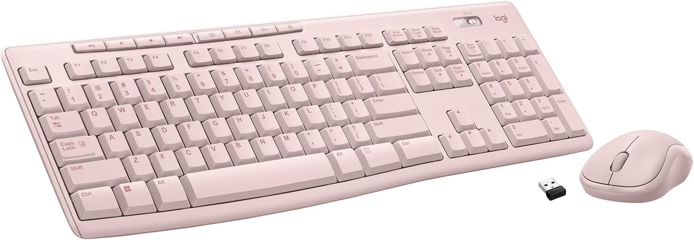 MK270 Wireless Keyboard and Mouse Combo for Windows, 2.4 Ghz Wireless, Compact Mouse, 8 Multimedia and Shortcut Keys, 2-Year Battery Life, for PC, Laptop - Rose