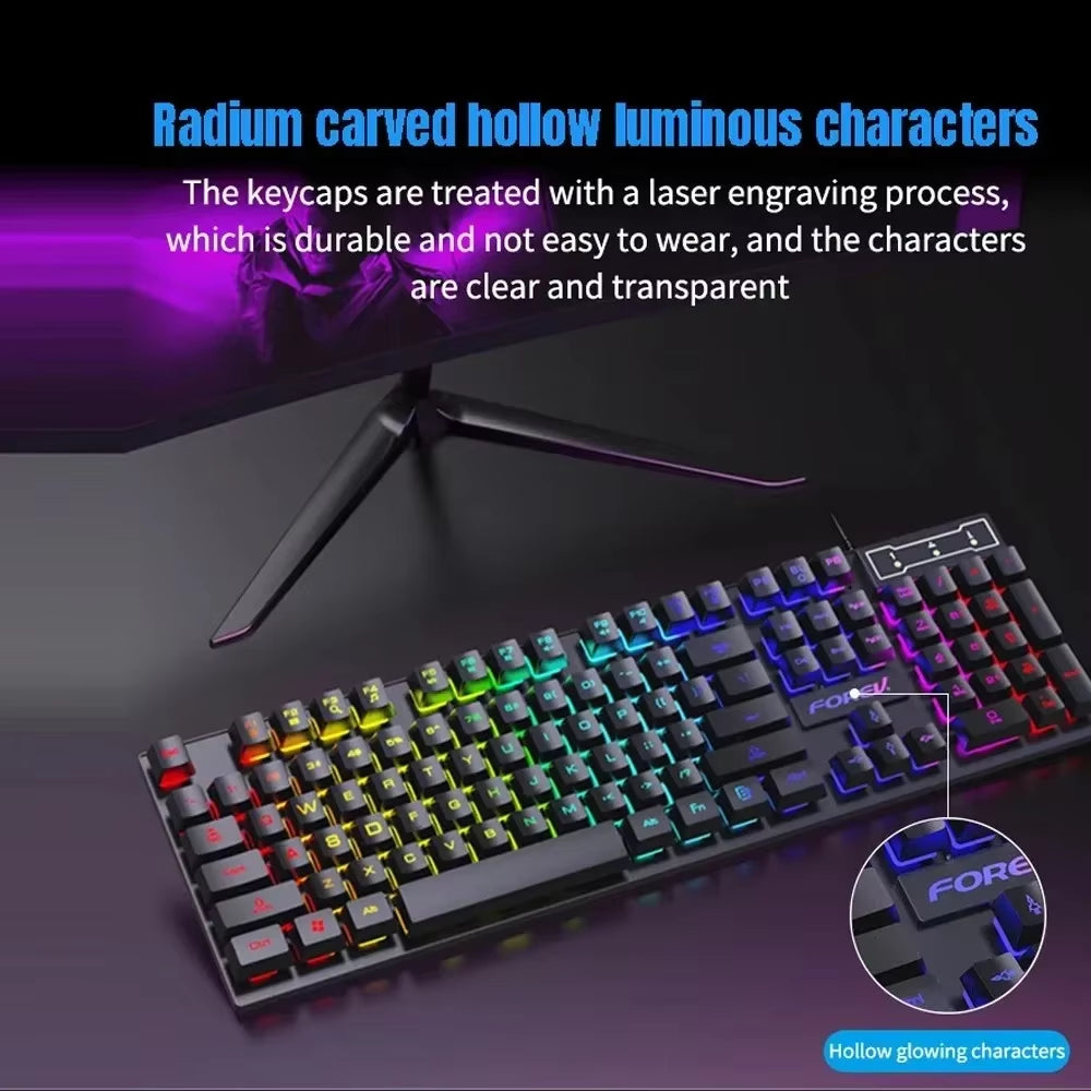 Ultimate 104-Key Backlit Mechanical Gaming Keyboard and Mouse Set - Waterproof, Luminous, Perfect for PC and Laptop Gamers!