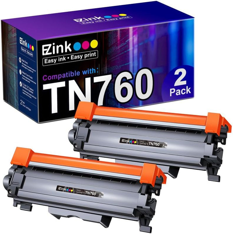 TN760 Compatible Toner Cartridges Replacement for Brother TN-760 TN730 TN-730 to Use with MFC-L2710DW MFC-L2750DW HL-L2350DW HL-L2370DW HL-L2395DW HL-L2390DW DCP-L2550DW (Black, 2 Pack)