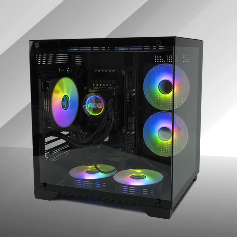 Sea View Room Gaming PC Case – Double-Sided Tempered Glass, Supports M-ATX Motherboards