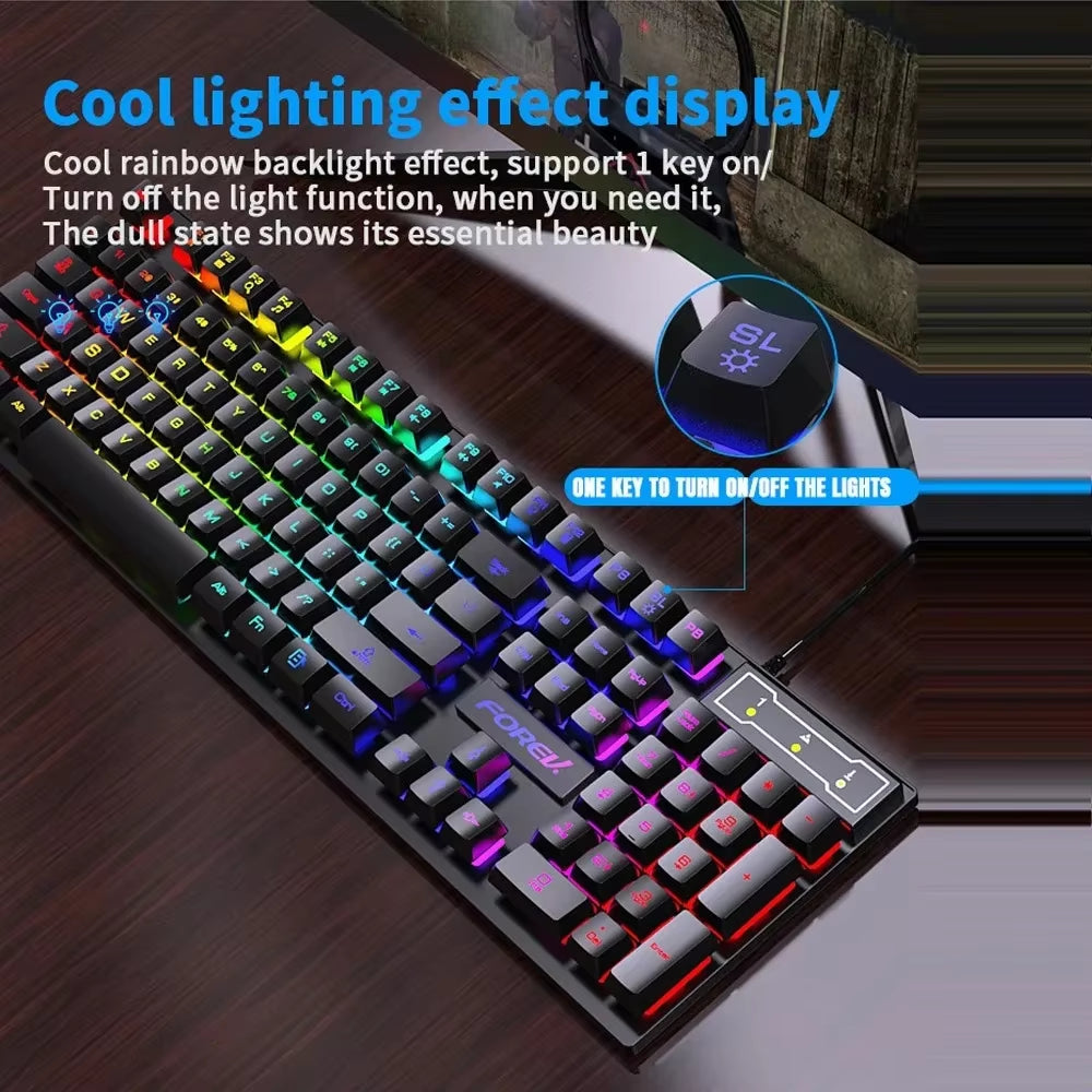 Ultimate 104-Key Backlit Mechanical Gaming Keyboard and Mouse Set - Waterproof, Luminous, Perfect for PC and Laptop Gamers!