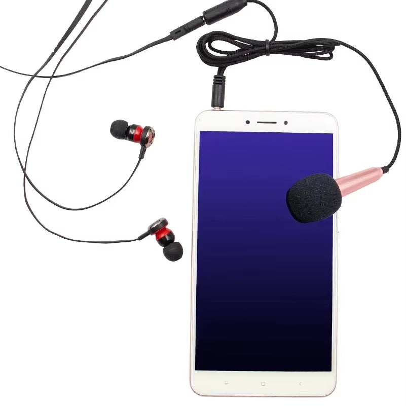 Compact 3.5mm Stereo Studio Microphone – Ideal for Karaoke, Smartphones, Laptops, and PCs